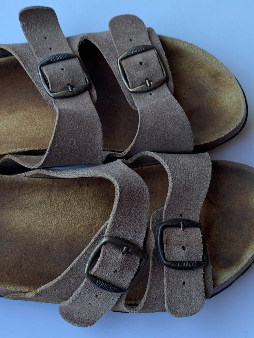 Brown Genuine Leather and Cork Cougar Sandals Size 9 Birkenstock style
